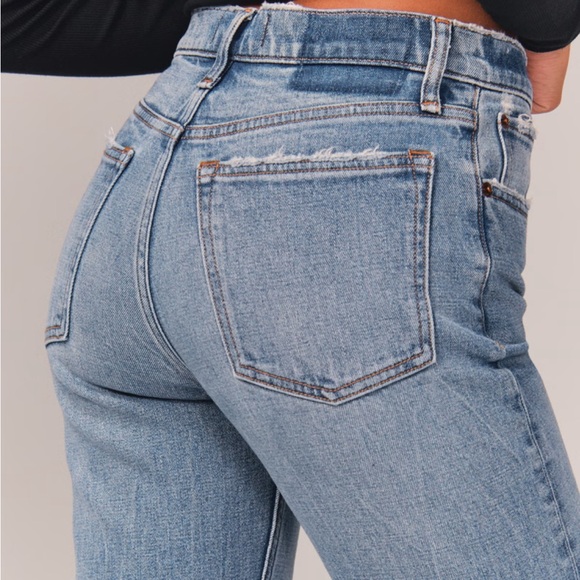 Abercrombie & Fitch Jeans Women 33/16 Blue The Mom High Rise Mid Wash Stretch - Picture 3 of 12